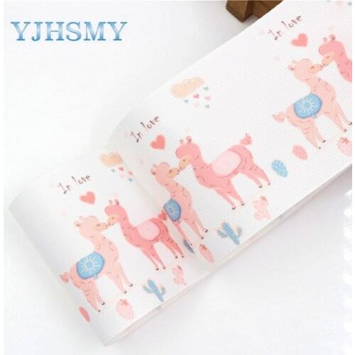 YJHSMY G-18604-331 10 yards 75 mm Cartoon Printed grosgrain ribbons,DIY handmade Hair accessories Material wedding gift wrap