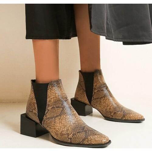 Womens shoes 2021 Ankle boots Square heel shoe for women large size 34-48