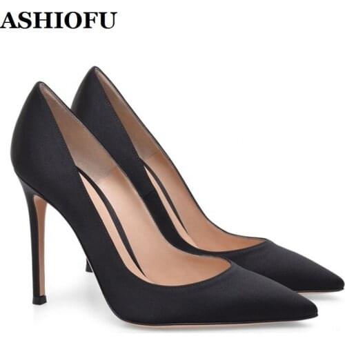 ASHIOFU New Hot Sale Ladies High Heels Pumps Pointed-toe Party Prom Slip-on Shoes Evening Daily Wear Fashion Pumps Court Shoes