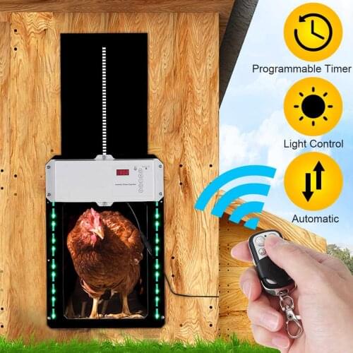 130ft RC Timing Control Chicken House Automatic Door Opener Door Opening Farm 110-220V Chicken Pets Dog Door Opener US/UK/EUplug