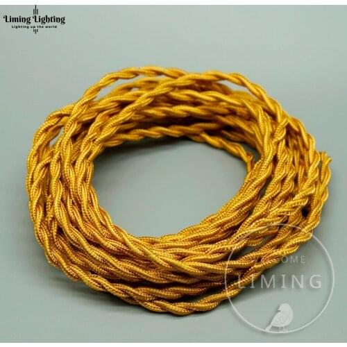 2x0.75 Gold Twisted Wire Twisted Cable Retro Braided Electrical Wire Fabric Wire DIY Pendant Lamp Wire Vintage Lamp Cord