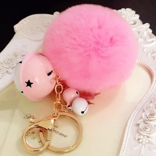 8cm Fur Pompon Fluffy Porte Clef Pompom De Fourrure Women Femme Pom Pom Keychain Rabbit Fur Ball Key Chain Ring Llavero Pendant