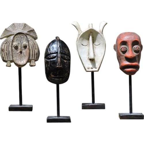 African primitive tribal mask statue character sculpture man figurine modern Nordic cafe bar clothing store decoration crafts