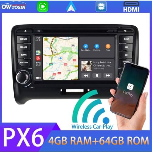 7" Android 10 Car DVD Multimedia Player 5*USB For Audi TT MK2 PX6 4GB+64GB HDMI DSP TDA7850 Wireless Carplay GPS Radio IPS WIFI