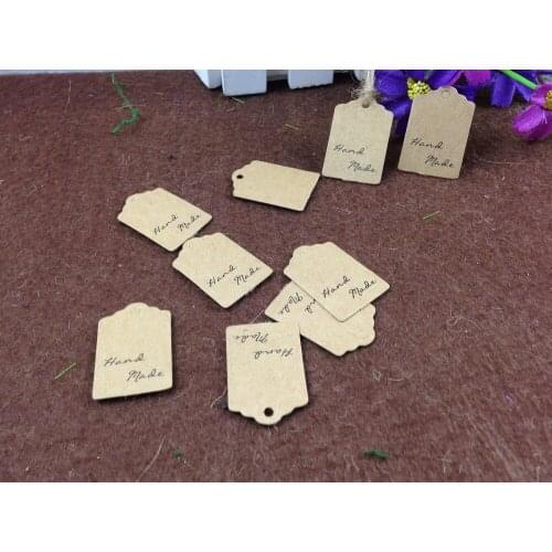 Free shipping 3x2cm Color Price Tags Hand made Gift tags DIY Retro Kraft Paper cards Garment Tags 500PCS Tags+500PCS Strings