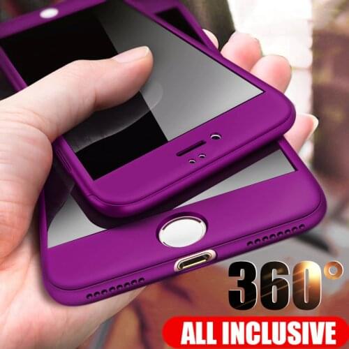360 Full Cover Phone Case For iPhone 11 Pro XR XS Max X PC Protective Cover for iPhone 5 5S 6 6S 7 8 Plus Phone Cases with Glass