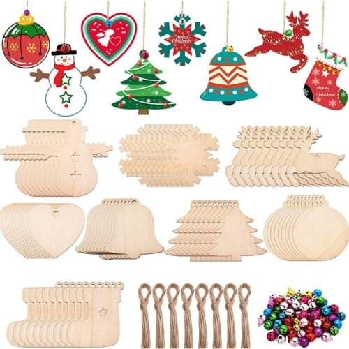 10Pcs DIY Wooden Christmas Ornaments Unfinished Predrilled Wood Circles for Crafts Centerpieces Holiday Wedding Hanging Decor