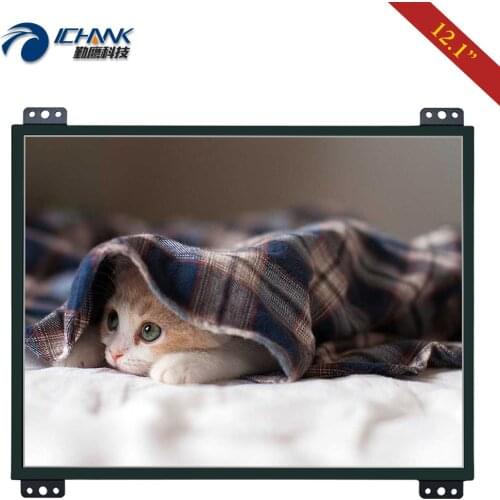 K120TN-DV2/12.1" inch 1024x768 4:3 Metal Shell Open Frame DVI Monitor/12" VGA Embedded Power On Boot LCD Screen Display Monitor