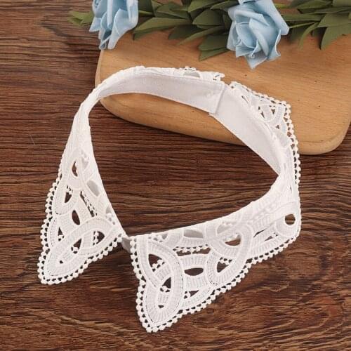 Womens Hollow Lace Choker Necklace Lapel Shirt False Collar Detachable DIY Craft Supplies Clothing Accessories