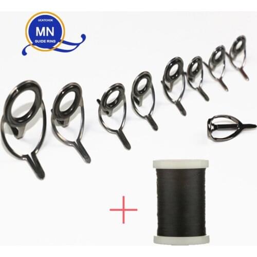 9pcs/Kit MN bracket Baitcasting Rod guide Snakehead Thunder game Rod Boat big game Rod Guide ring stainless steel DIY accessory