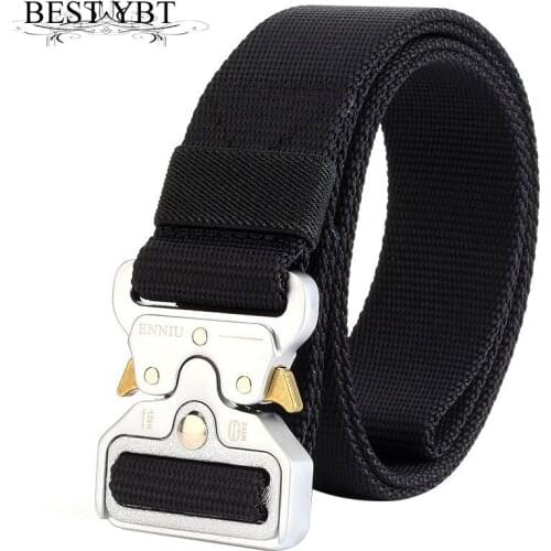 Best YBT Unisex belt trend high quality Alloy Insert buckle Men belt fashion prints Nylon Men and Women casual cowboy belt