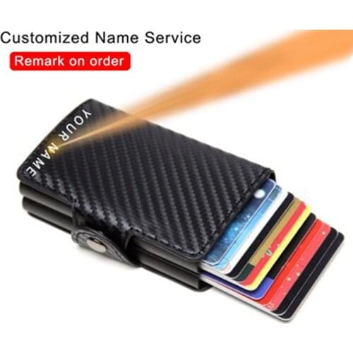 Rfid Blocking Protection Men id Credit Card Holder Wallet Leather Metal Aluminum Business Bank Card Case Credit Card Cardholder