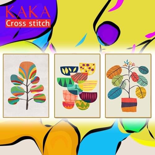 Trilogy Cross stitch kits Embroidery needlework sets with printed pattern,11CT canvas,Home Decor for garden House,cartoon Plants
