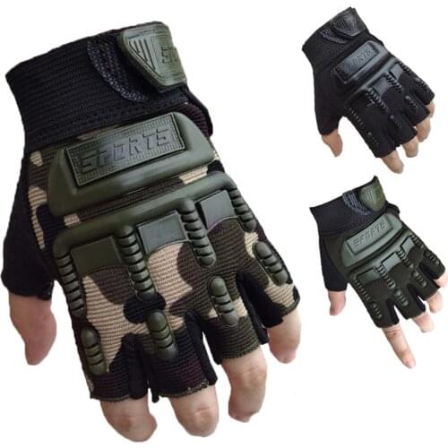 2PCS Children Army Tactical Half Finger Bicycle Gloves Camouflage Military Outdoor Sports Cycling Climbing Fitness Kids Gloves
