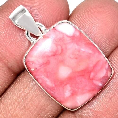 Genuine PINK OPAL Pendant 925 Sterling Silver, Total Length : 35 mm, AP6942