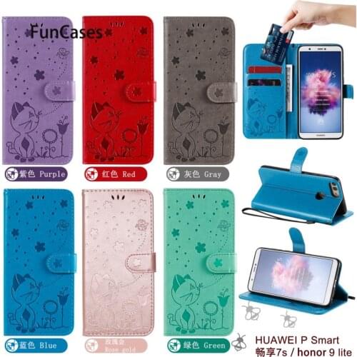 Luxurious Mirror Cases For case Huawei P Smart PU Leather Book Wallet Phone Pouch Cover Estuche funda Enjoy 7S Honor 9 Lite 8 8E