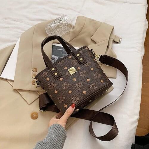 Bucket bag womans new fashion printed hand carrying bag basket large capacity casual cross-body bag