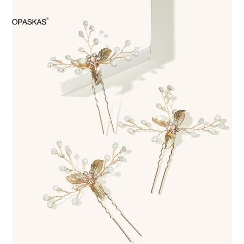 3pcs Bride Wedding Rhinestones Hair Pins Flower Bridal Hair Pieces Wedding Hair Accessories for Women Handmade PT