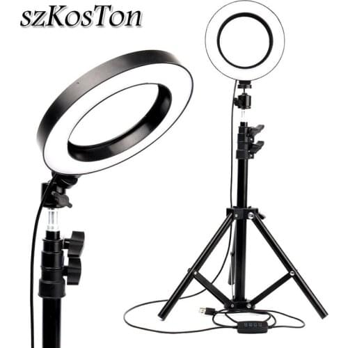 LED Selfie Ring Light Photography Photo Studio light For Youtube Makeup Dimmable Selfie Annular Fill Lamp With 1.6m Tripod Stand
