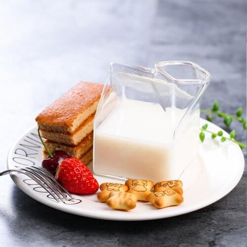 Heat-Resisting Milk Box Creative Square Glass Cup 250ML Unique Design Pure Handmade Crafts