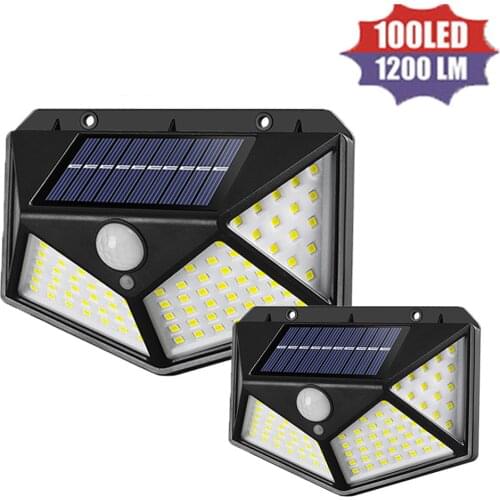100 led solar light outdoor Solar Lamp Powered Sunlight Waterproof PIR Motion Sensor Street Light for Garden Decoration