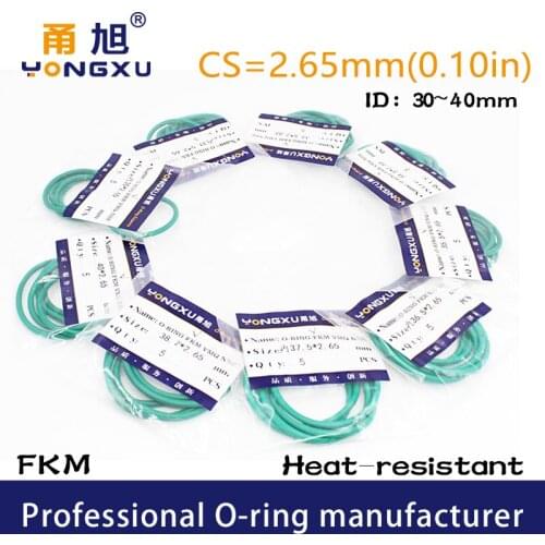 3PCS/lot Green FKM Fluorine Rubber O-rings Seals CS2.65mm ID30/31.5/32.5/33.5/34.5/35.5/36.5/37.5/38.7/40*2.65mm Gasket Washer