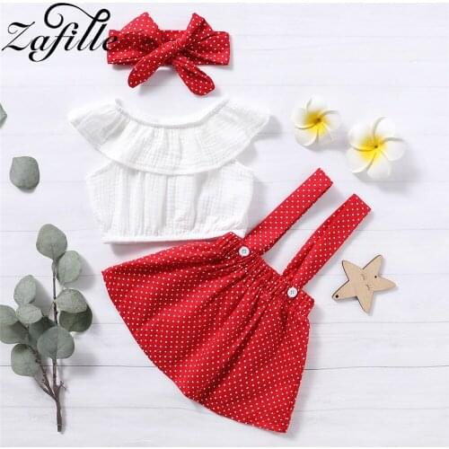 ZAFILLE Female Baby Clothes Set New born Polka Dot Clothes For Baby Girl Dress Off Shoulder Top and Skirts Sets Child Suits