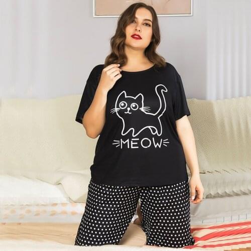 Plus Size Homewear Suits Women Summer Casual T Shirts Drawstring Sweatpants Lounge Wear Fashion 2 Piece Sets Elastic Sleepwear