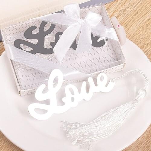 200pcs Letter Love Bookmark With Tassel Metal Bookmark For Books Wedding Favor Gifts Stationery WA2100
