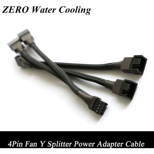 15cm Black Sleeved 4Pin Fan Y Splitter Power Adapter Cable Free Shipping