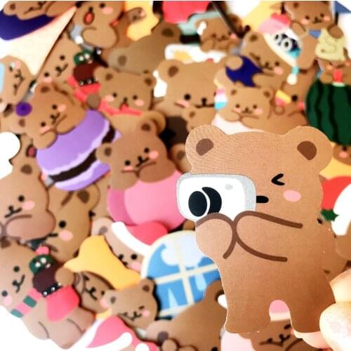 60Pcs/Set Ins Girly Cartoon Cute Unique Little Bear Stickers PVC Waterproof Graffiti decal Stationery sticker for car laptop