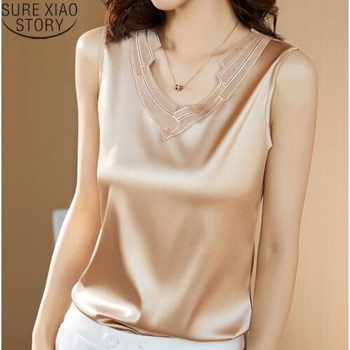 Embroidery Blouses Satin Blouse Tops Plus Size Silk Women Blouses Shirts Women V-neck Woman Elastic Lace Shirt Top Blusas 13739