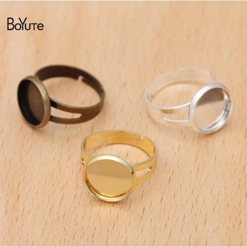BoYuTe (40 Pieces/Lot) Fit 12MM Cabochon Stone Metal Brass Adjustable Ring Blank Base Settings Diy Handmade Jewelry Accessories