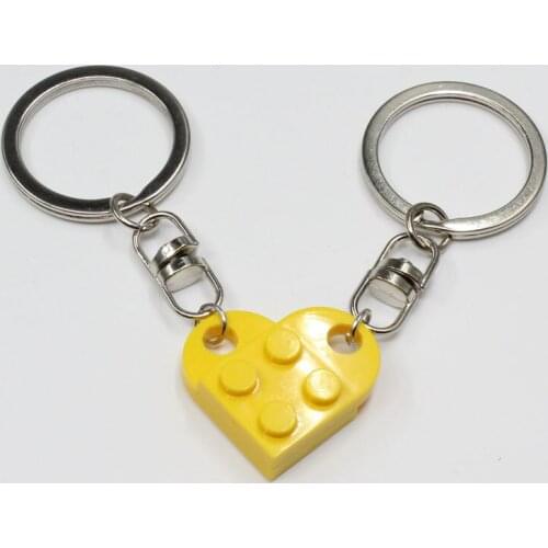Brick Block Keychain for Couples Friendship - 2pcs Matching Heart Keyring Set for Girlfriend Couples Valentines Day BFF
