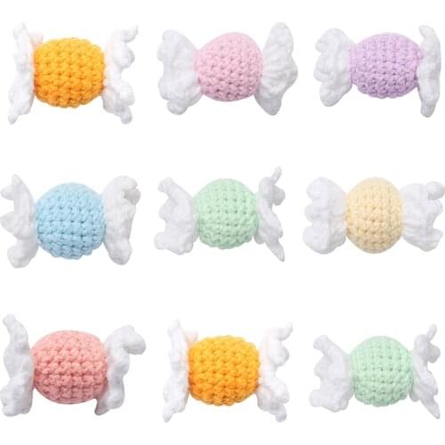 10 Pcs Crochet Candy Beads Baby Wooden Teether Toys Baby Nursing Product Gift for DIY Pacifier Chain Accessories Food Grade