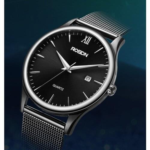 New Luxury Brand ROSDN Mans Watches Japan Import Quartz Movement 50 M Waterproof Sapphire 7.6 mm Ultra-thin Clock R3701