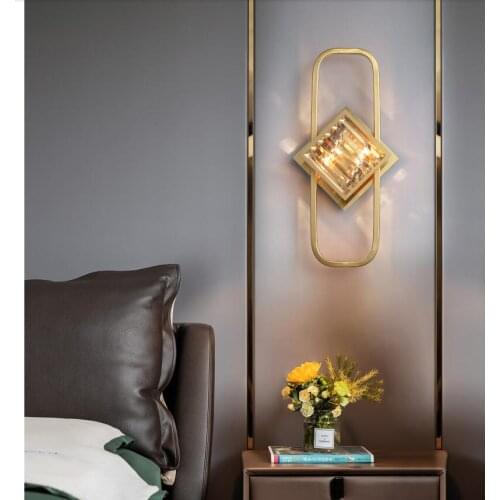 Decora Modern Fashion K9 Crystal Wall Lamp Nordic Wall lamp American Simple Retro Living room Bedroom Bedside lamp Decorations