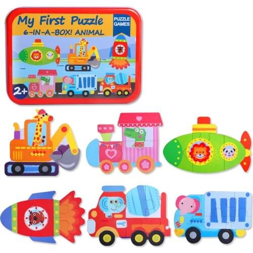 Wooden Baby Toy 3D Puzzles Jigsaw Board Colorful Animals Vehicles Fruts Cartoon Shapes Puzzle Toy for Children Baby Boys Girls
