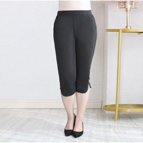 Plus Size Female Elastic Pants capris 10XL 8XL 6XL High Waist Women Super Summer Calf-length Pencil Pants Pantalon Large RV979