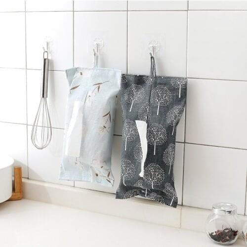 Cotton Linen Cloth Art Paper Towel Cover Paper Towel Hanging Bag Pumping Paper Bag Living Room Paper Towel Cover Paper Towel Bag