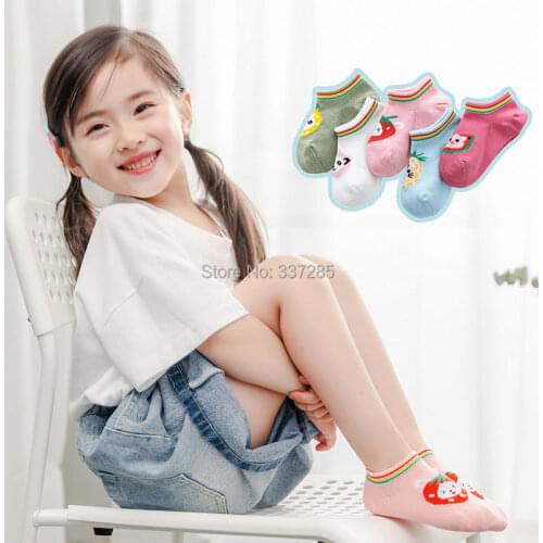 Baby girls cotton summer socks funny cute fruit ankle low boat invisible child sock cartoon animal low cut socks for kids girls