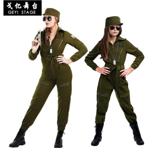 U.S. Air Force Costume Halloween Stage Performance Adult Adult Siamese Parenting Outfit Female Soldier Uniform