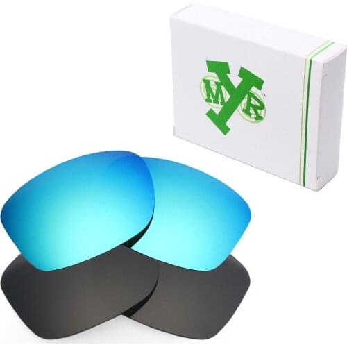2 Pairs Mryok POLARIZED Replacement Lenses for-Oakley Jupiter Squared Sunglasses Stealth Black & Ice Blue