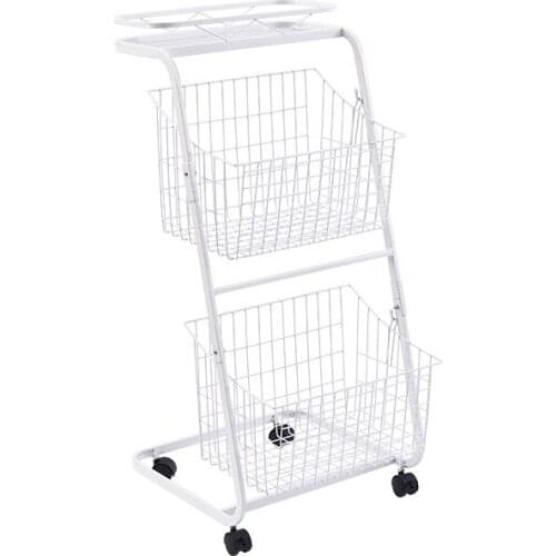 Multifunctional Home Storage Basket Trolley Vegetable And Fruit Storage Rack Removable Seasoning Rack Double Floor Stand