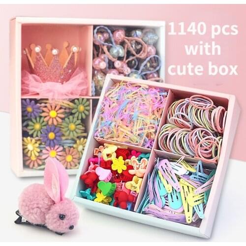 Cartoon Hair Accessories Set Candy Color Girls Hair Clips Kids Birthday Gift Princess Clown Decoration Elastic Rubber Band