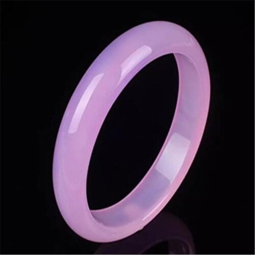Natural Pink Chalcedony Hand-carved Wide Band Bracelet Fashion Boutique Jewelry Women Agate Beauty Bracelet Gift Accessories
