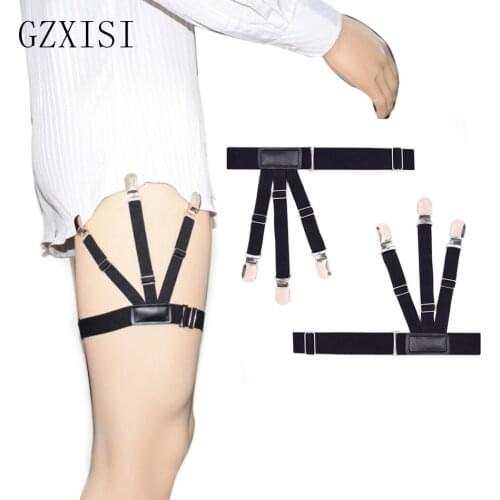 2017 New Mens Shirt Stays Garters Elastic Nylon Adjustable Shirt Holders Crease-Resistance Belt Stirrup Style Suspenders