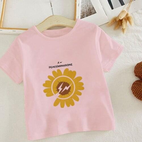 2021 New Fashion Summer Cute Children Brand Clothing For Kids Girl Short Sleeve Print Cat Plant T Shirts Tops Baby Clothes Girls