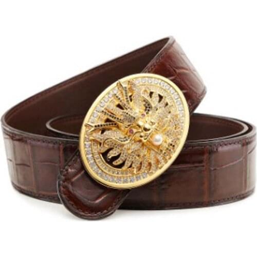 LINSHE new crocodile The belt men The real thing luxury belt Smooth buckle tap Genuine leather men belt