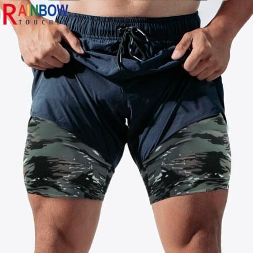 Rainbowtouches New Running Shorts Sports And Leisure Outdoor Loose Zipper Pocket Double-Layer Fitness Shorts For Men